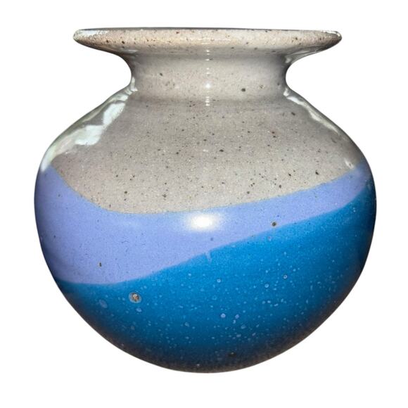 Studio Artisan Pottery Vase Signed Nancy Read Blue Gray Handmade Handpainted - Picture 4 of 8